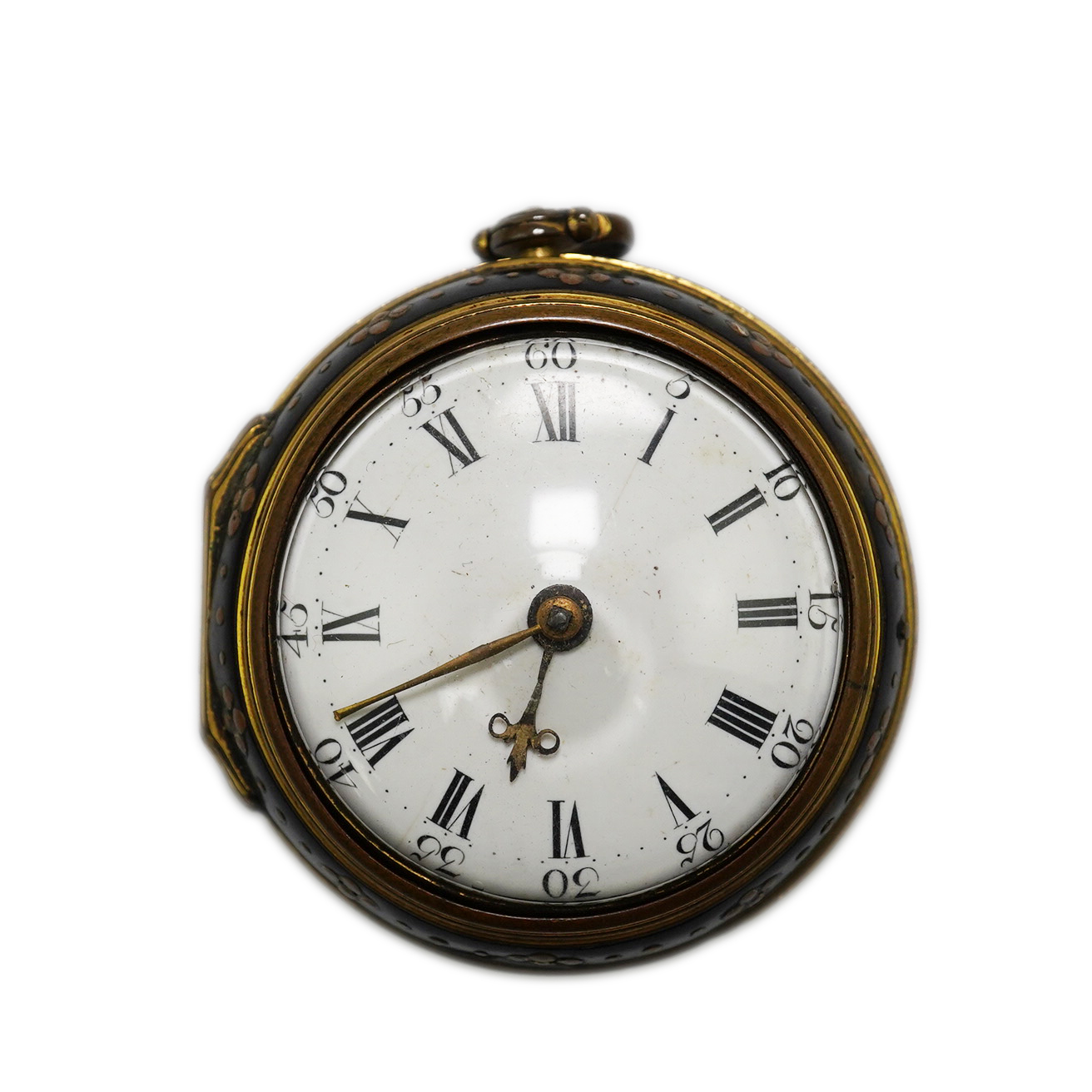 A George III pair cased gold plated pocket watch, with a green stained tortoiseshell outer case, by William Hope, London